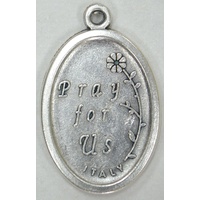 PADRE PIO Medal Pendant, SILVER TONE, 22mm X 15mm, MADE IN ITALY