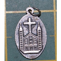 OUR LADY MADJUGORJE Medal Pendant, SILVER TONE, 22mm X 15mm, MADE IN ITALY