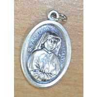 DEVINE MERCY / SAINT FAUSTINA Medal Pendant, SILVER TONE, 22mm X 15mm