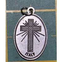 THE GOOD SHEPARD Medal Pendant, SILVER TONE, 22mm X 15mm, MADE IN ITALY