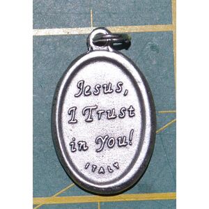 SAINT FAUSTINA Medal Pendant, SILVER TONE, 22mm X 15mm, MADE IN ITALY