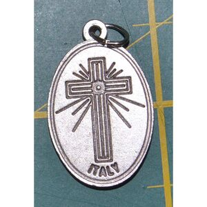 CRUCIFIX CROSS Medal Pendant, SILVER TONE, 22 x 15mm, MADE IN ITALY