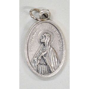 SAINT AUGUSTINE, SAINT MONICA Medal Pendant, SILVER TONE, 22 x 15mm