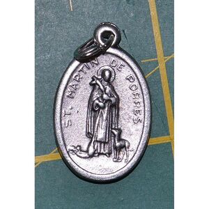 SAINT BLAISE, SAINT MARTIN Medal Pendant, SILVER TONE, 22 x 15mm, MADE IN ITALY