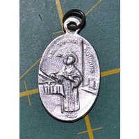 SAINT AGNES, SAINT THOMAS Medal Pendant, SILVER TONE, 22 x 15mm, MADE IN ITALY