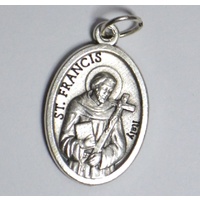 POPE FRANCIS, SAINT FRANCIS Medal Pendant, SILVER TONE, 22mm X 15mm, MADE IN ITALY