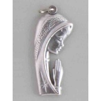 Madonna Prayer Pendant, 17 x 35mm Silver Oxide, Made In Italy Quality