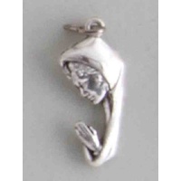 Mary Praying Medallion Pendant, 22mm Silver Tone, Made In Italy Quality