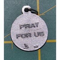 St Christopher Round, Medal Pendant, Silver Tone, 19mm Diameter, Silver Oxide
