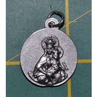 Scapular Round, Medal Pendant, Silver Tone, 19mm Diameter, Made In Italy