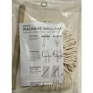 Birch Macrame Wall Hanging Kit, LACE DIAMONDS, Ap. 13cm x 56cm, MWH013