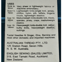 Tootal Machine Needles, Ball Point Size 11, Packet Of 5 Needles