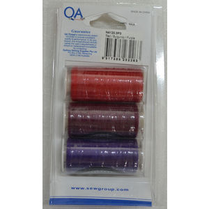 QA Thread 3 Spool x 500m Pack of All Purpose Sewing Thread RED, BURGUNDY, PURPLE