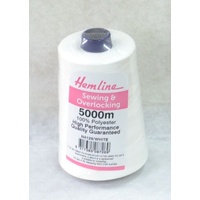 Hemline Overlocker & Sewing Thread 5000m, WHITE, 100% Polyester