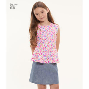 New Look Pattern 6549 Girls' Top, Skirt and Pants