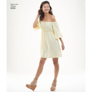 New Look Pattern 6550 Misses' Off-the-Shoulder Dresses