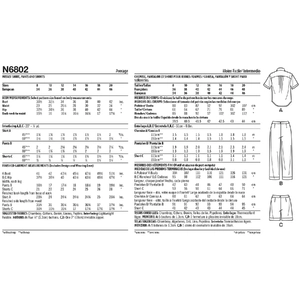 Misses' Shirt, Pants and Shorts New Look Sewing Pattern N6802