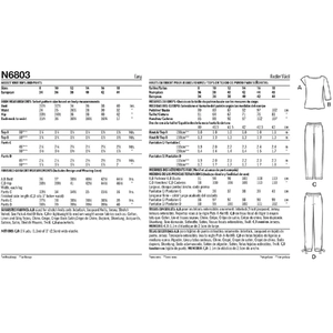 Misses' Knit Tops and Pants New Look Sewing Pattern N6803