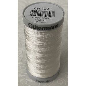 Gutermann Rayon 40 #1001 BRIGHT WHITE, 500m Machine Embroidery Thread