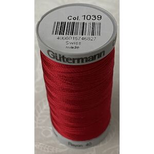 Gutermann Rayon 40 #1039 TRUE RED, 500m Machine Embroidery Thread