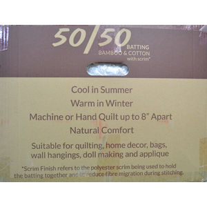Natural Bamboo and Cotton Batting 50/50 with Scrim, 254cm (100") Wide, 15 Metre Roll