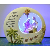 Nativity Scene, Battery Operated LED, 150 x 110mm, Resin, Peace On Earth