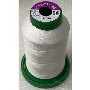 ISACORD 40 #0010 SILKY WHITE 1000m Machine Embroidery Sewing Thread