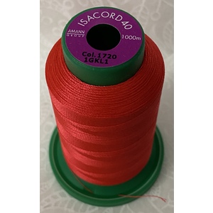 ISACORD 40 #1720 NOT QUITE RED 1000m Machine Embroidery Sewing Thread