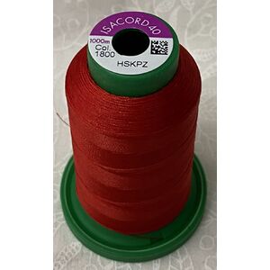 ISACORD 40 #1800 WILDFIRE RED 1000m Machine Embroidery Sewing Thread