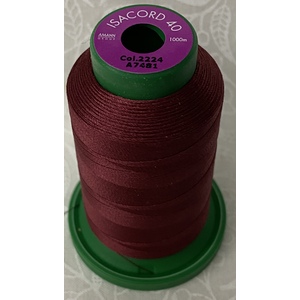 ISACORD 40 #2224 CLARET 1000m Machine Embroidery Sewing Thread