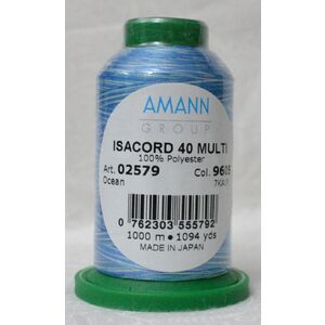 ISACORD 40 #9605 Variegated OCEAN 1000m Machine Embroidery Sewing Thread