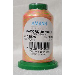 ISACORD 40 #9914 Variegated NEON NIGHTS 1000m Machine Embroidery Sewing Thread