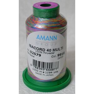ISACORD 40 #9916 Variegated RAINBOW 1000m Machine Embroidery Sewing Thread