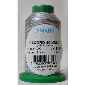 ISACORD 40 #9920 Variegated OVERCAST GREYS 1000m Machine Embroidery Sewing Thread