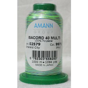 ISACORD 40 #9971 Variegated EMERALD CITY 1000m Machine Embroidery Sewing Thread