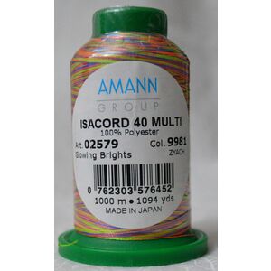 ISACORD 40 #9981 Variegated GLOWING BRIGHTS 1000m Machine Embroidery Sewing Thread