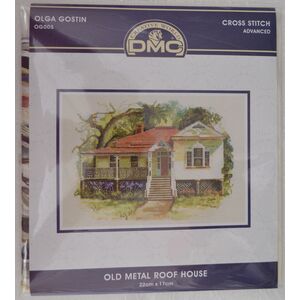 Olga Gostin OLD METAL ROOF HOUSE Cross Stitch Kit 22 x 17cm 16ct Aida, OG005