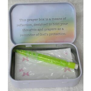 Blessings & Prayers Tin Prayer Box, 98 x 60mm, With Mini Pencil & Note Pad