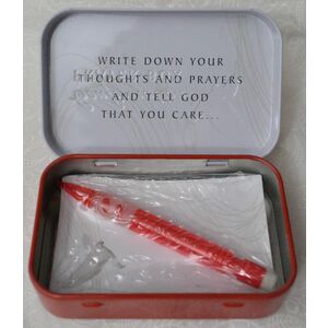 Confirmation Tin Prayer Box, 98 x 60mm, With Mini Pencil & Note Pad