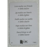 THINKING OF YOU Laminated Prayer Card, 54 x 82mm