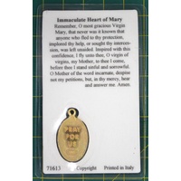 IMMACULATE HEART OF MARY, Prayer Card & Medallion, 54mm x 85mm Laminated