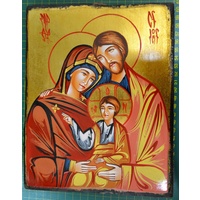 HOLY FAMILY ICON WALL PLAQUE, Hand Crafted & Painted, Certificate, 220mm x 174mm