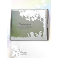 Silver Silhouette Plaque, THINKING OF YOU, 150 x 150mm, Stand or Hang, Mirrored Giftware