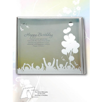 Silver Silhouette Plaque, Happy Birthday, 150 x 150mm, Stand or Hang, Mirrored Giftware