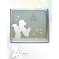 Silver Silhouette Plaque, LOVE, 150 x 150mm, Stand or Hang, Mirrored Giftware