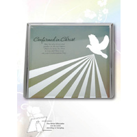 Silver Silhouette Plaque, COMFIRMED IN CHRIST, 150 x 150mm, Stand or Hang, Mirrored Giftware