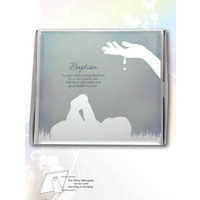 Silver Silhouette Plaque, BAPTISM, 150 x 150mm, Stand or Hang, Mirrored Giftware
