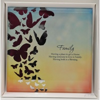 Silver Silhouette Plaque, FAMILY, 150 x 150mm, Stand or Hang, Mirrored Giftware