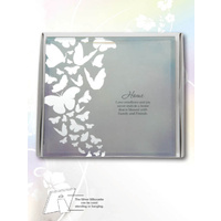 Silver Silhouette Plaque, HOME, 150 x 150mm, Stand or Hang, Mirrored Giftware