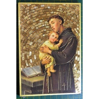 Saint Anthony, Gold Foiled Embossed Wood Plaque, Crafted In Italy, Beautiful Item